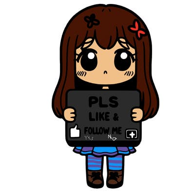 girl holding a sign that says pls like and follow me