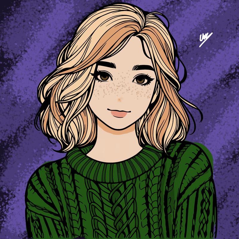 realistic girl in a cozy sweater