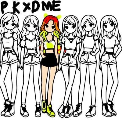 a group of girls wearing crop tops and shorts