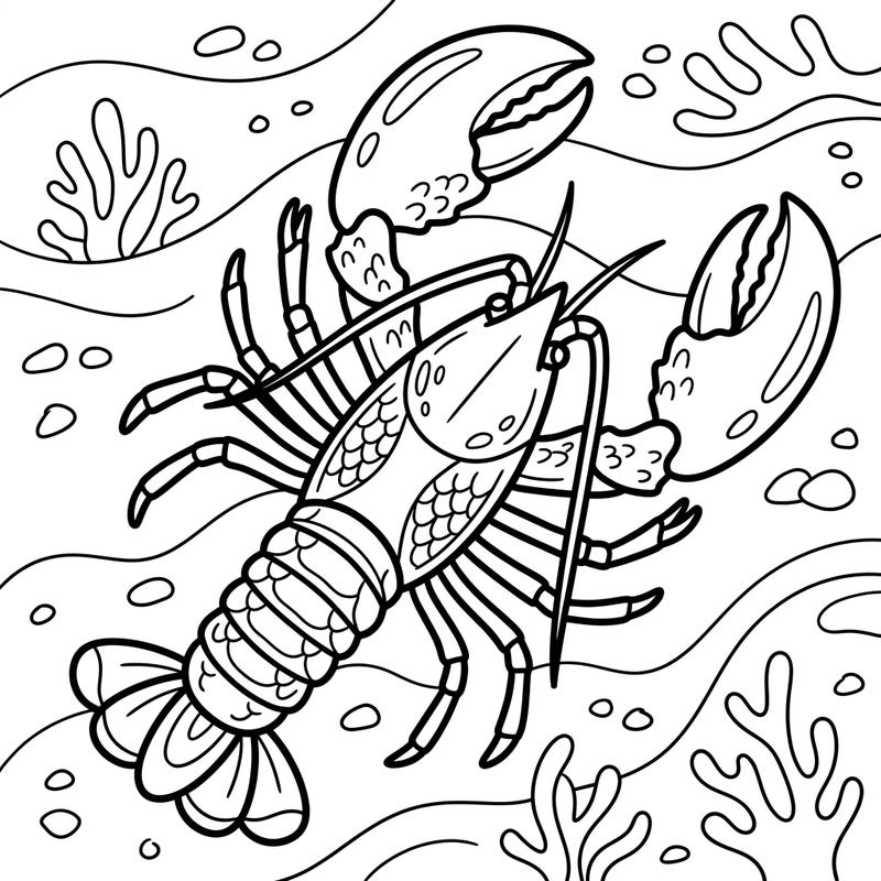 Engage in a calming creative activity with this American Lobster coloring page, thoughtfully designed for seniors. Featuring bold, clear outlines and an inviting underwater scene, it offers accessible fun and cognitive stimulation.