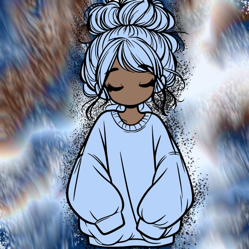 girl with baggy sweatshirt and messy bun