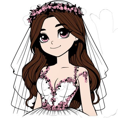 realistic girl in a wedding dress