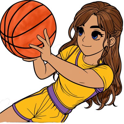 realistic girl playing basketball