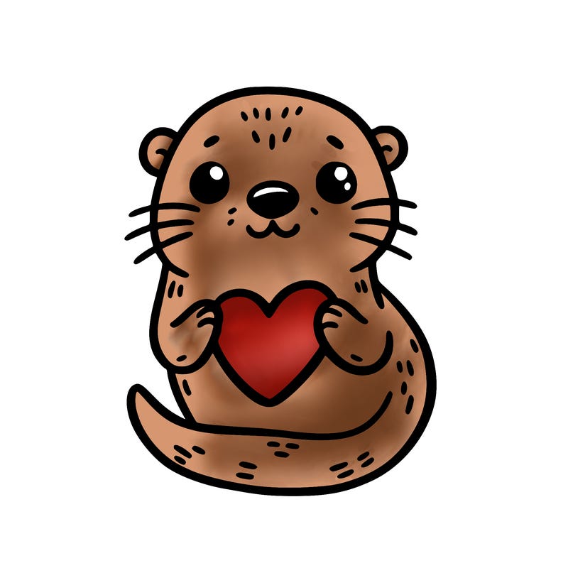 otter with a heart