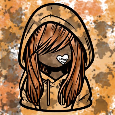 girl with hair covering her face and wearing a hoodie