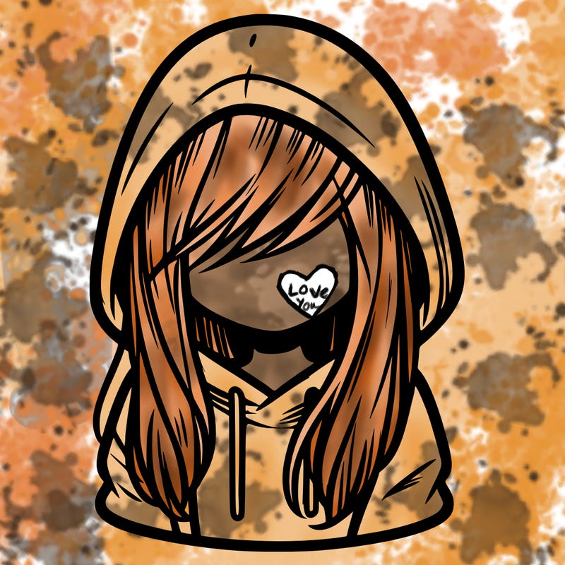 girl with hair covering her face and wearing a hoodie