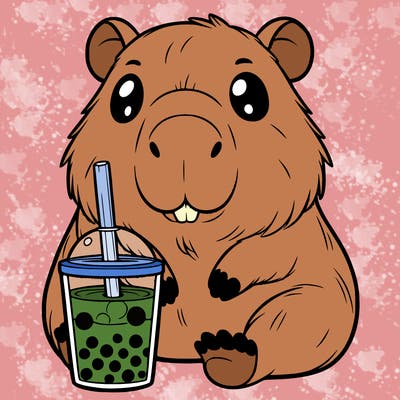 capybara with boba tea