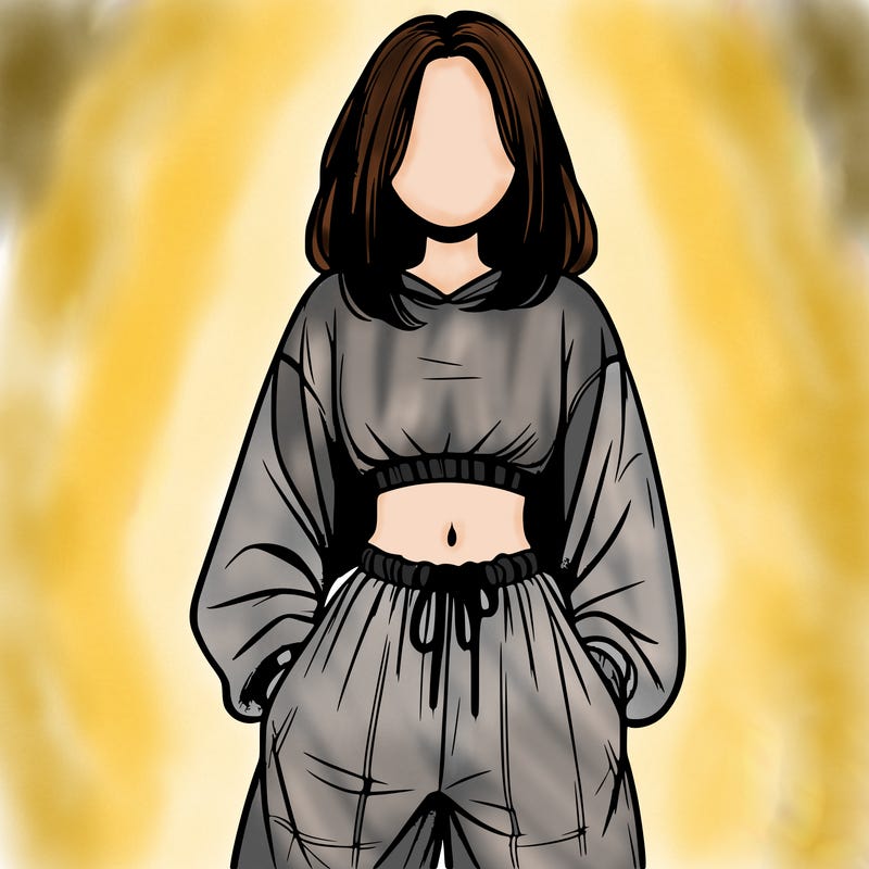 realistic girl faceless with baggy pants and a crop top