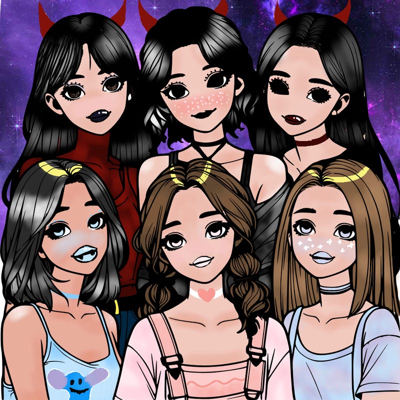 a group of girls realistic