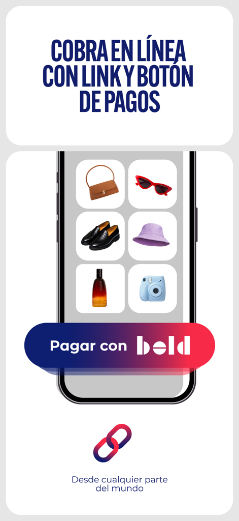 Bold - Bold app interface showing online payment links and a payment button for e-commerce stores