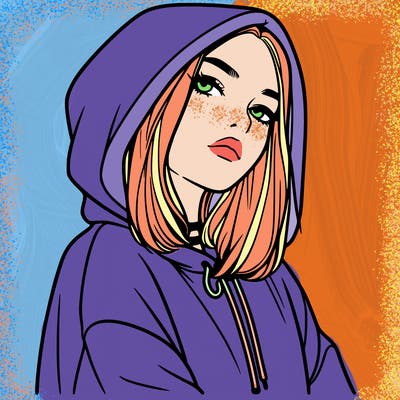 a realistic girl in a hoodie
