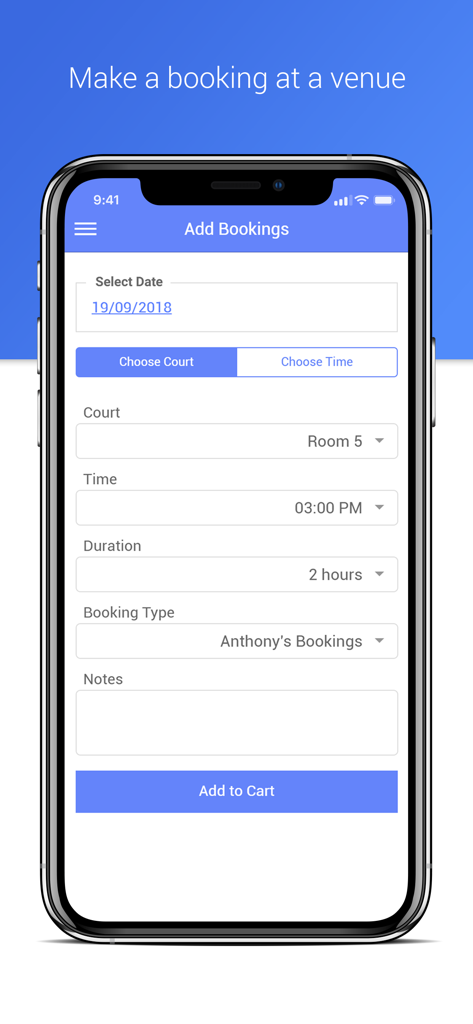 ThinkSmart Portal - ThinkSmart Portal app interface for adding a venue booking