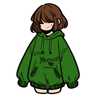 girl in baggy sweat shirt