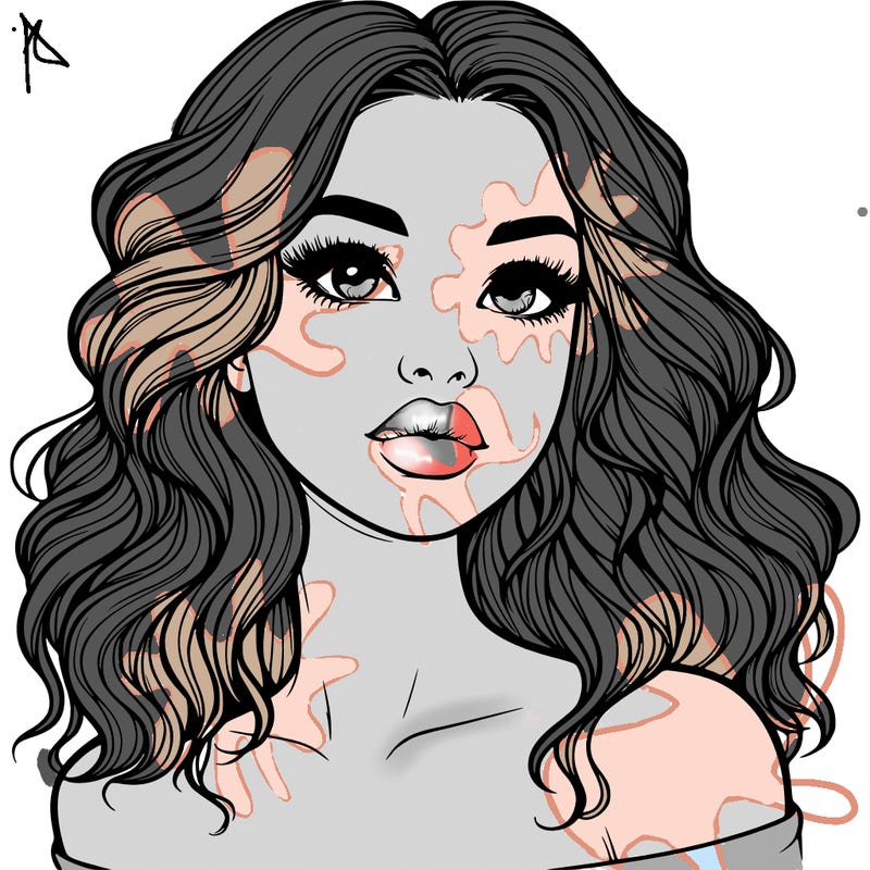 realistic girl with wavy hair and lips