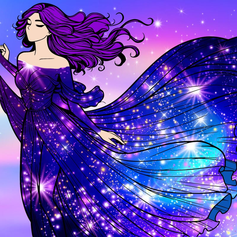 realistic woman in dress flowing the the wind