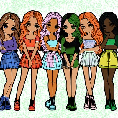 a group of girls realistic