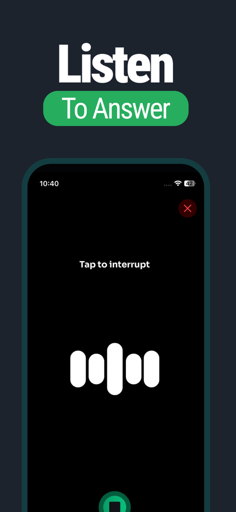GoatChat - AI Chatbot - GoatChat app screen showing the voice assistant listening feature with a waveform icon