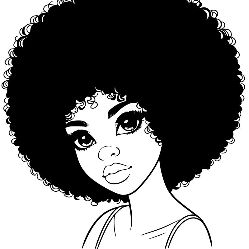 realistic girl with afro