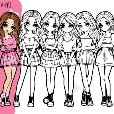 a group of girls realistic