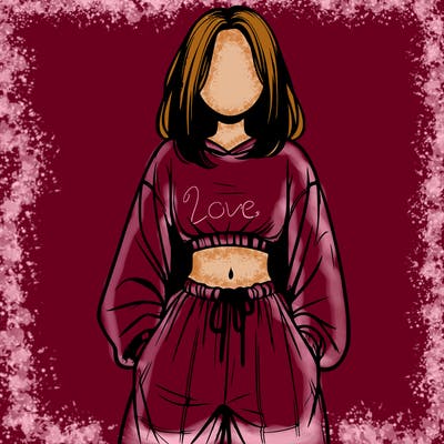 realistic girl faceless with baggy pants and a crop top