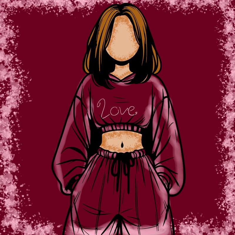 realistic girl faceless with baggy pants and a crop top