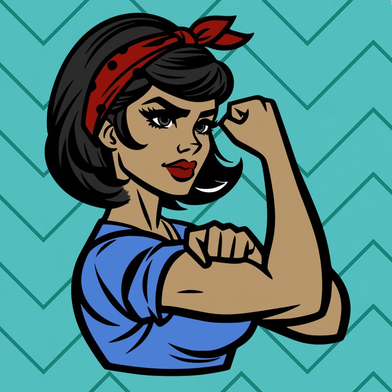 strong woman with a 60s american ad style