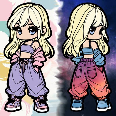 girl in crop top and baggy pants