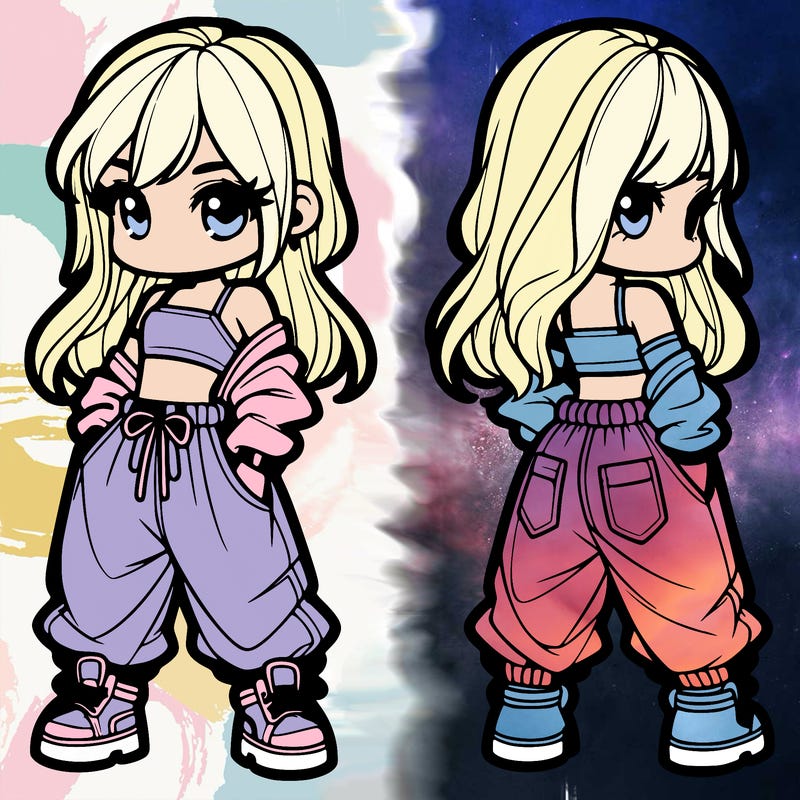girl in crop top and baggy pants