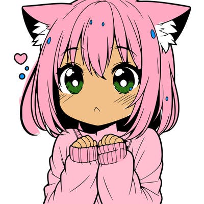 shy anime catgirl