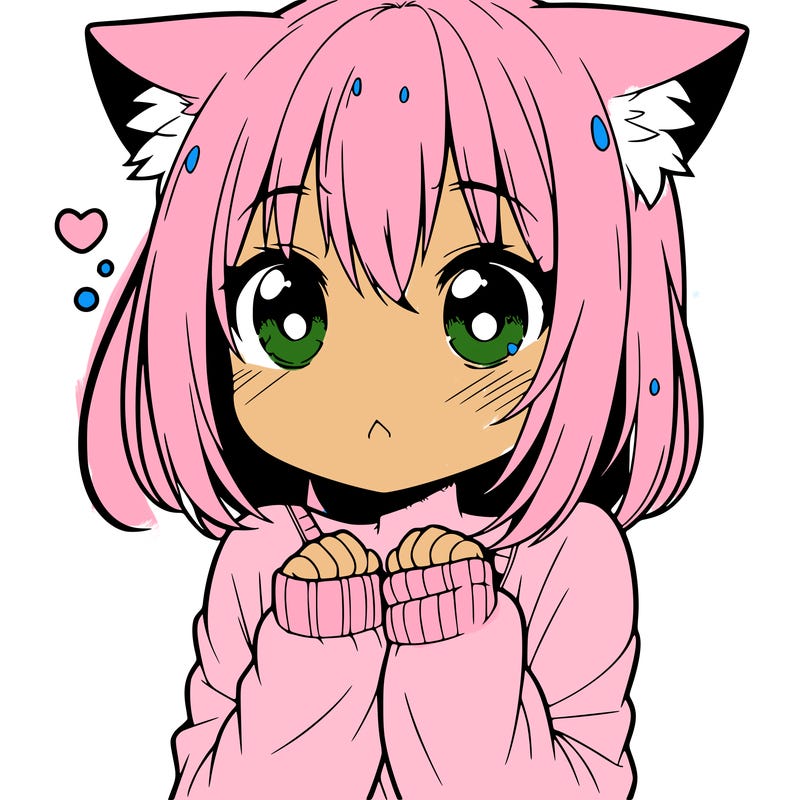 shy anime catgirl
