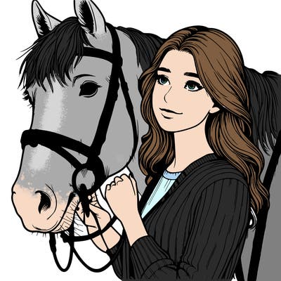 realistic girl with horse
