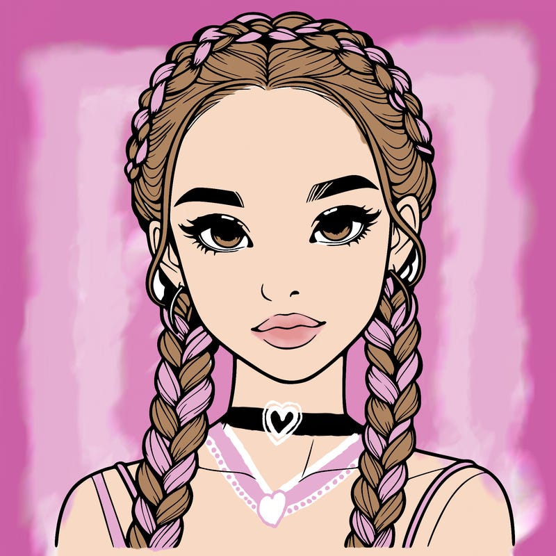 realistic girl with braids