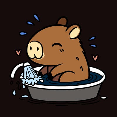 capybara taking a bath