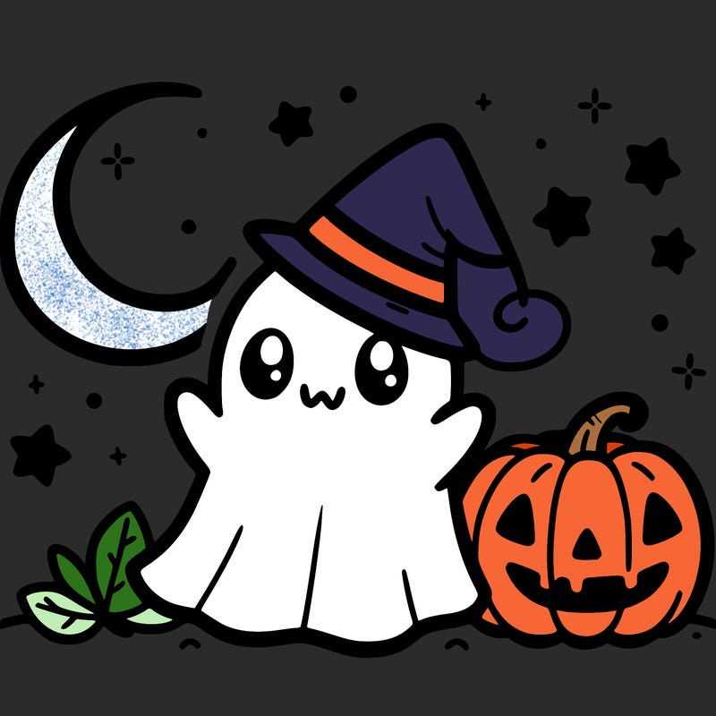cute ghost with a pumpkin