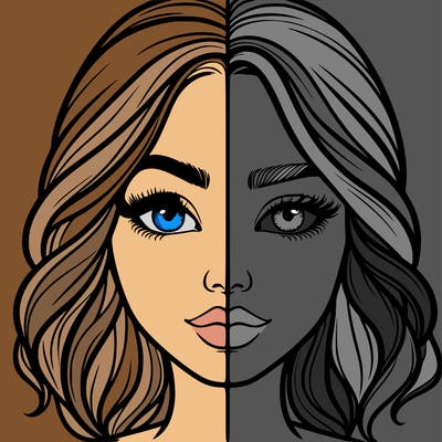 realistic girl split half