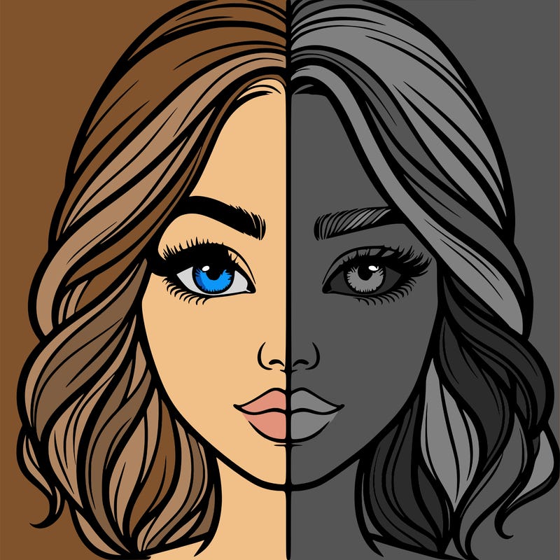 realistic girl split half