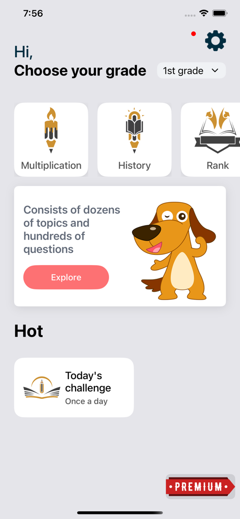 STMath - STMath mobile app home screen with grade selection and math study topics