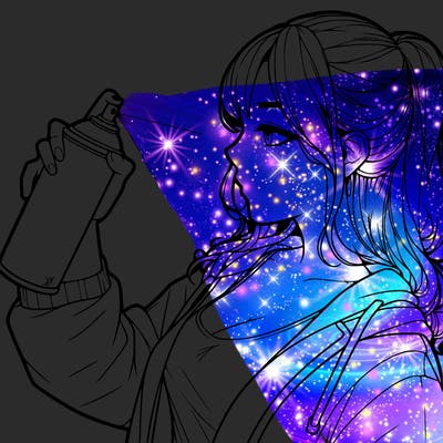 a realistic girl spray, painting