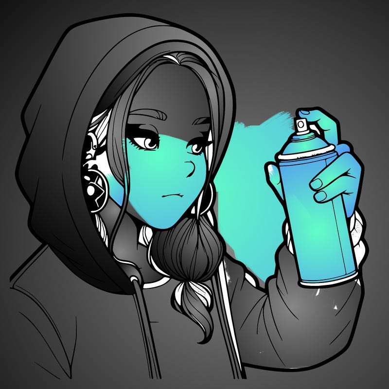 a realistic girl, spray painting
