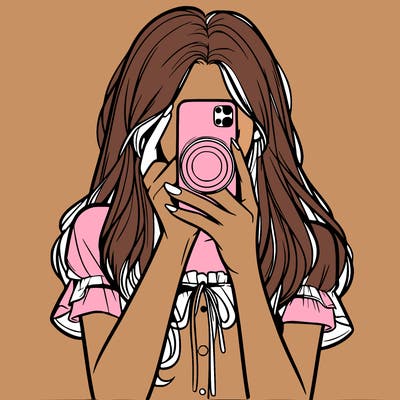 a realistic girl holding her phone taking pictures