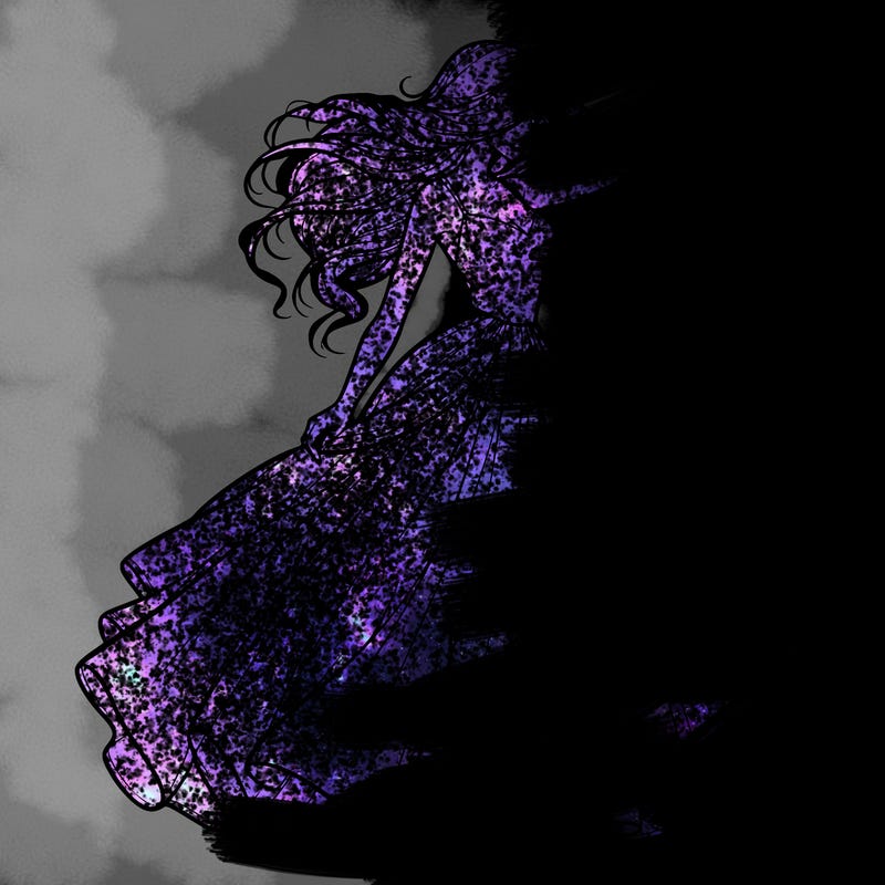 realistic woman with dress flowing in the wind