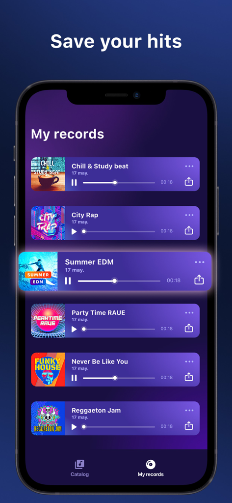 Beat Looper Pro - Music Maker - A library of saved music tracks and beats in the Beat Looper Pro app