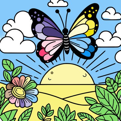 butterfly in a sunset