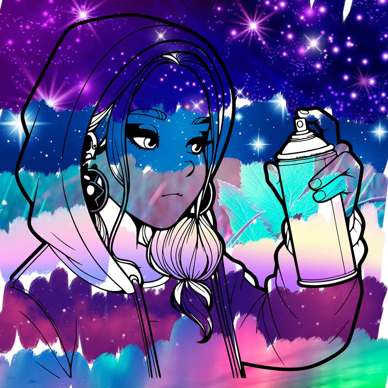 a realistic girl, spray painting