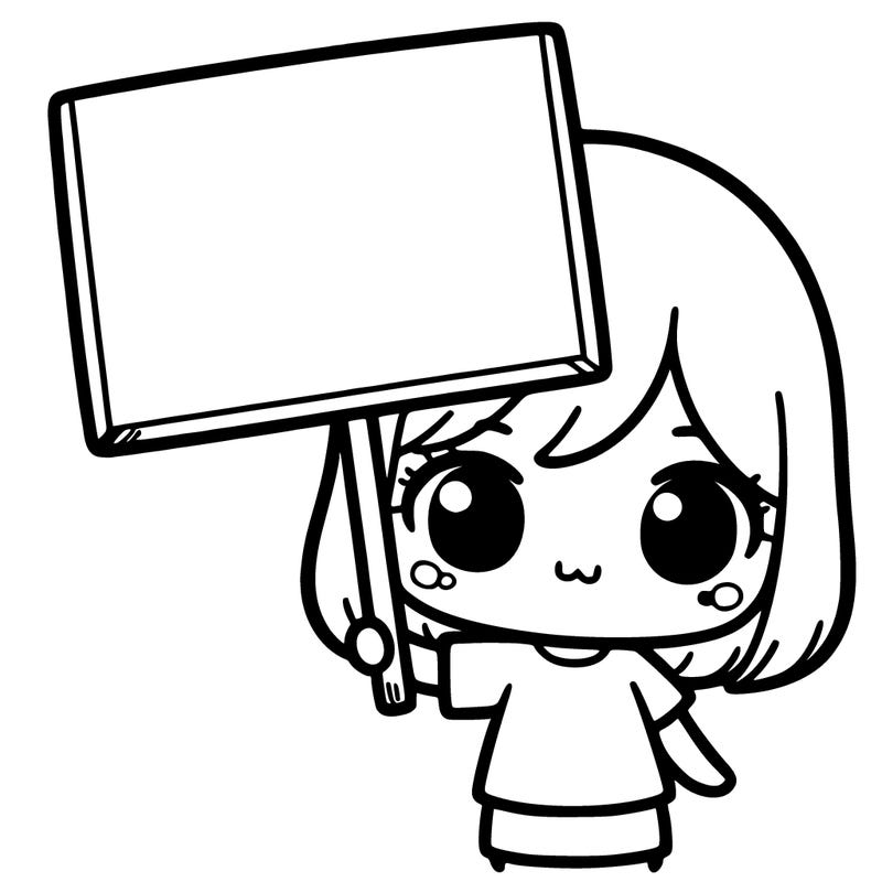 a girl holding a blank sign.