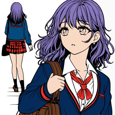 a very beautiful anime girl leaving school