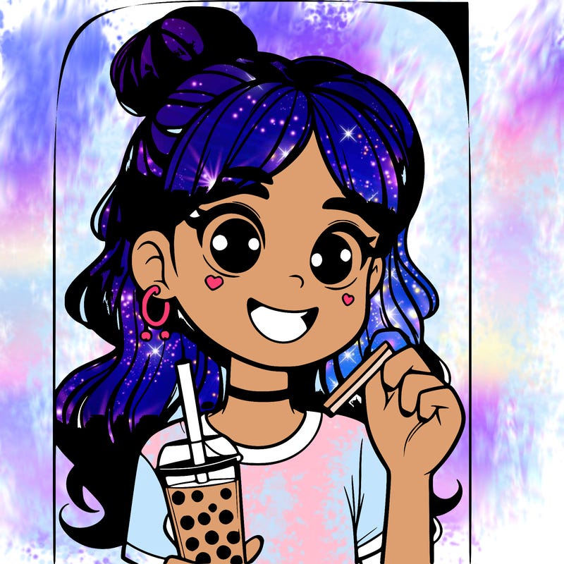 teen girl drinking boba tea
