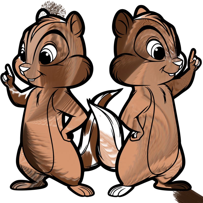 two tamias standing up split realistic