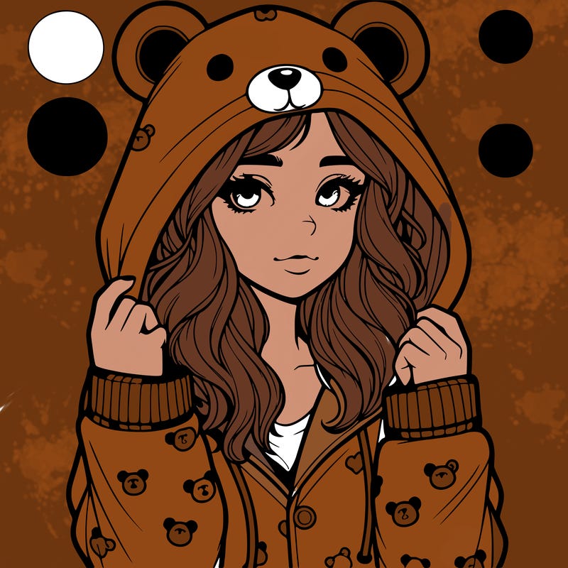 realistic girl in a animal pjs hoodie