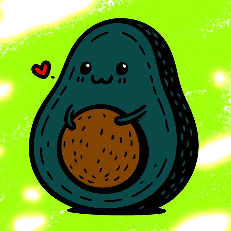 an avocado hugging an avocado